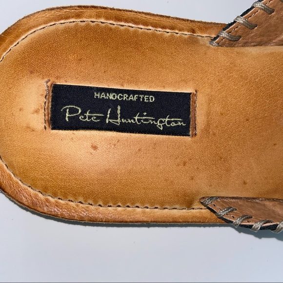Pete Huntington Men’s Black Leather Flip Flops 9 - Picture 5 of 6